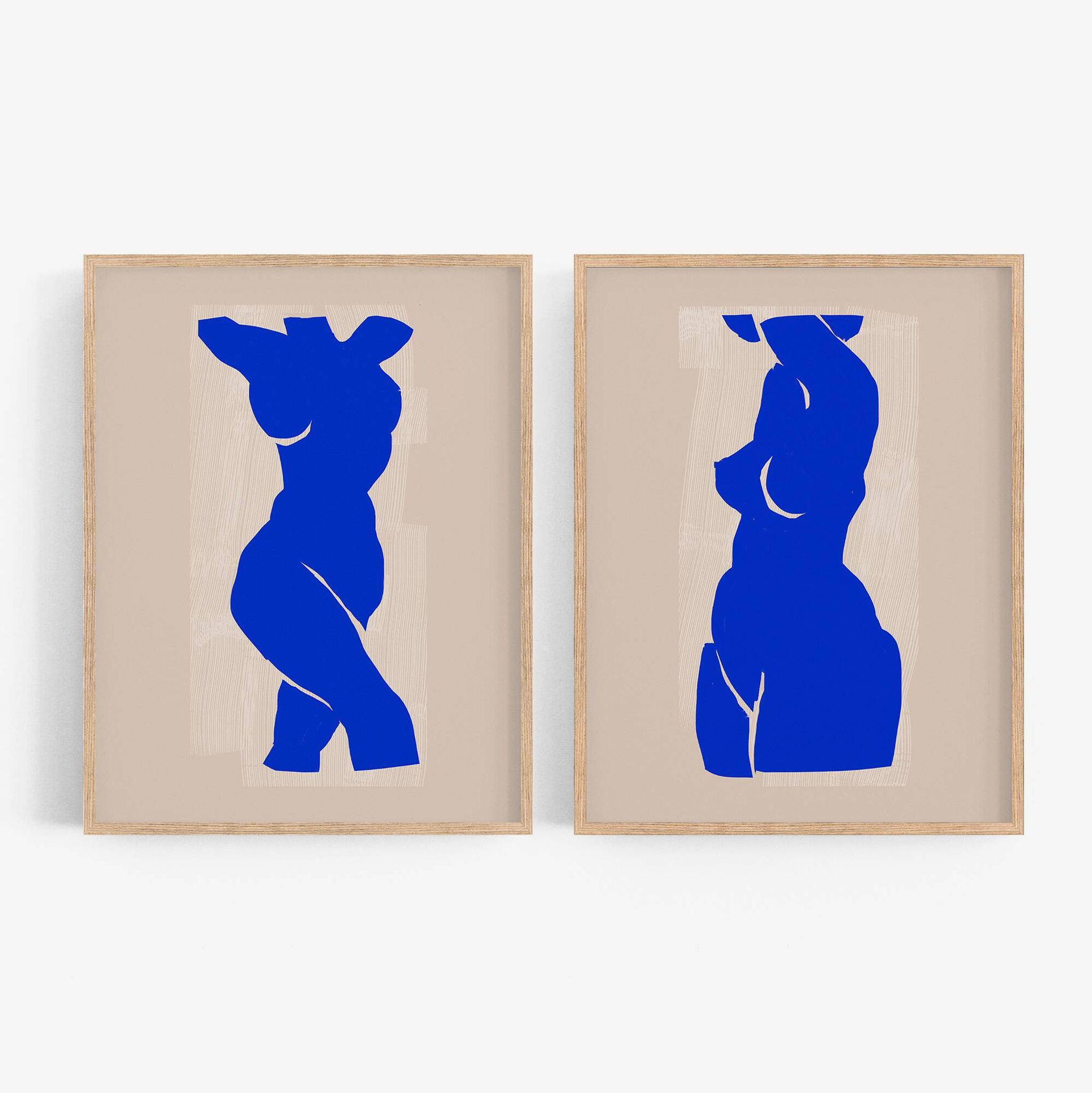 Paire d’estampes, art mural silhouette féminine. Lot de deux, 50x70cm