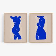 Paire d’estampes, art mural silhouette féminine. Lot de deux, 50x70cm