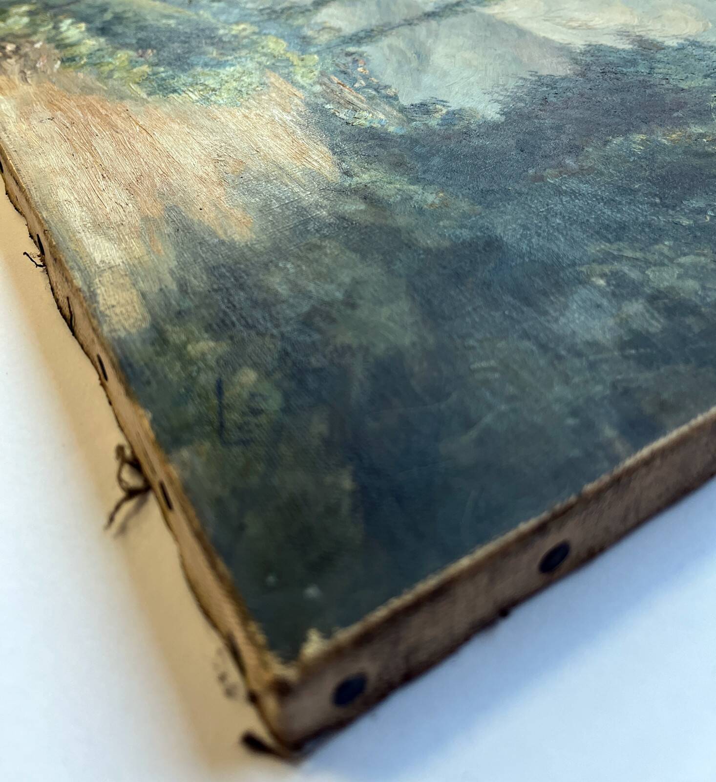 Table HST "Landscape with Tree-Filled Village" signed Drox 1905
