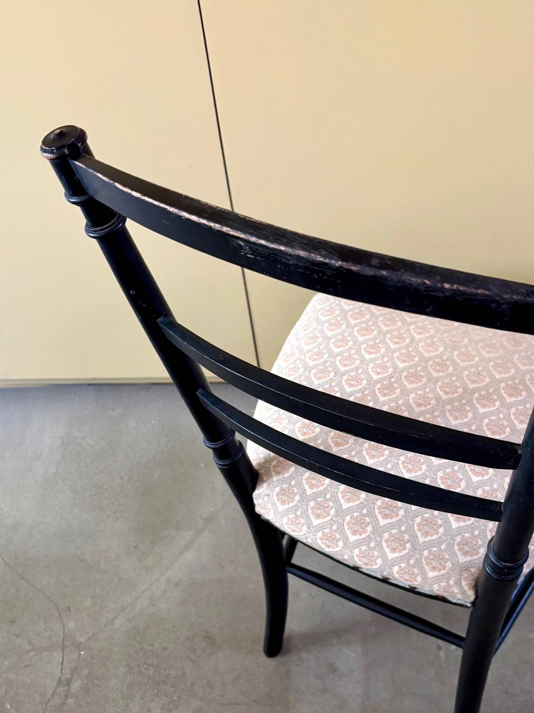 Napoleon III chair in blackened wood and gray cotton