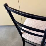 Napoleon III chair in blackened wood and gray cotton