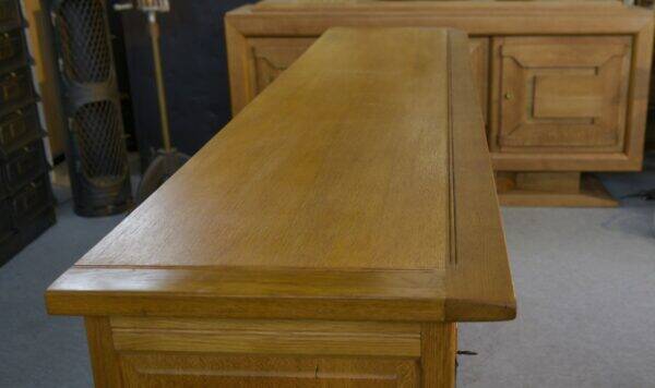 Large 4-door sideboard in solid oak and wrought iron, rustic style, 1960s