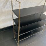 Vintage 1960 String wall shelf black and gold - 60 x 48 cm