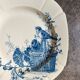 Blue ironstone hollow plate from Gien, "Birds" service circa 1870 no. 1