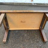 Table basse bois massif et céramique des années 1970 84x44cm