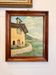 Ancienne huile sur panneau – Chapelle au bord d’un lac