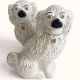 Pair of King Charles Spaniel dogs in Staffordshire majolica style.