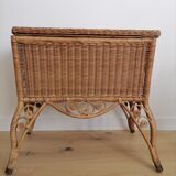 Vintage rattan bedside table "peacock"