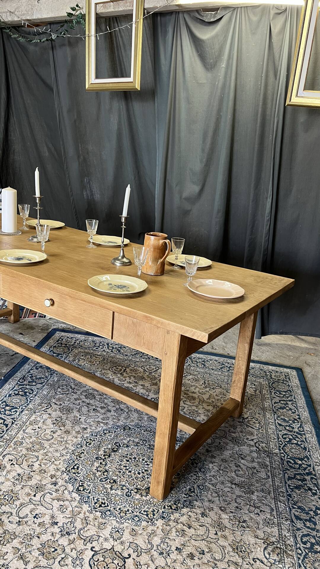 Table de ferme ancienne en chêne massif restaurée