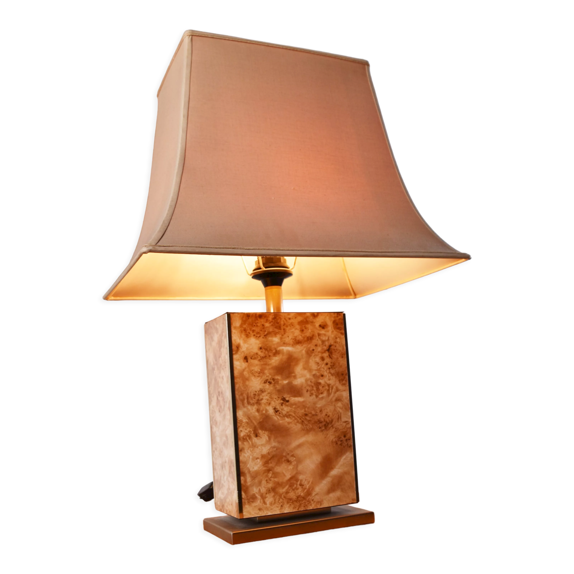 Vintage burl wood table lamp, 1970