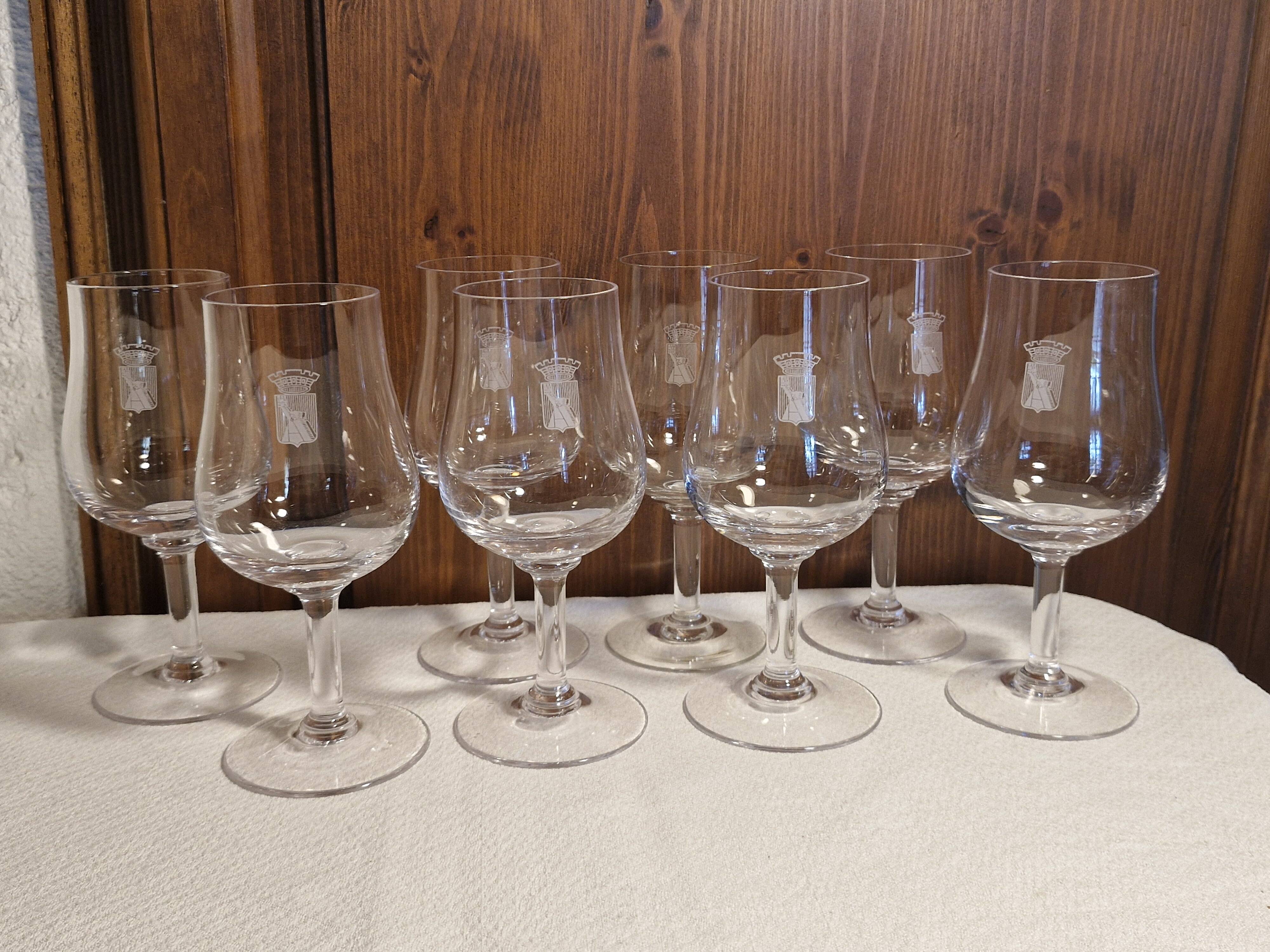 8 Rare Crystal Wine Glasses from the 2020s/30s - Vins Camp Romain Logo