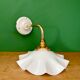 Vintage white opaline lampshade wall light