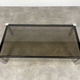 Table basse chrome et verre fumé années 70