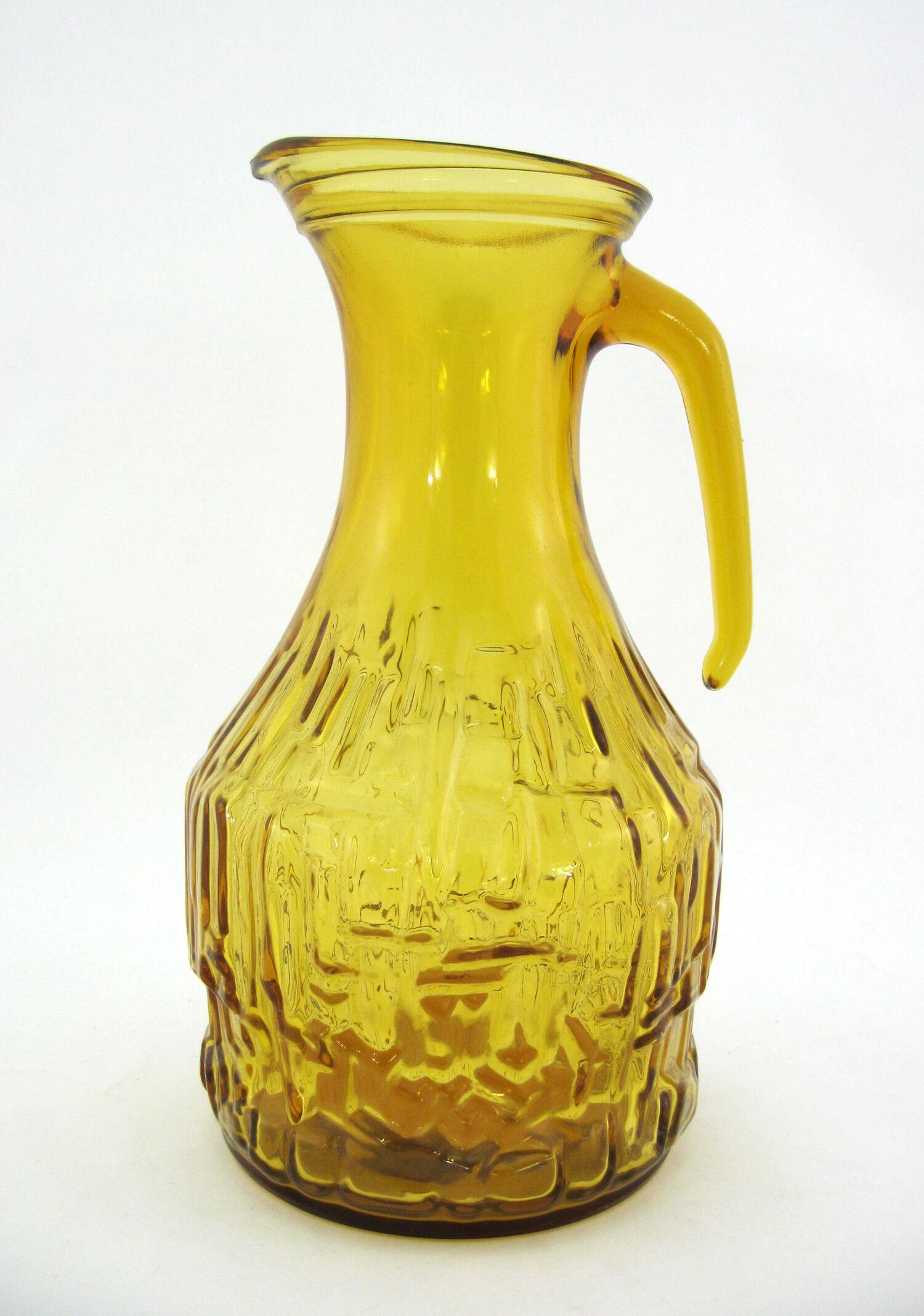 Amber Yellow Molded Glass Pitcher - Bormioli Fidenza Vitraria Italy - Vintage 60s
