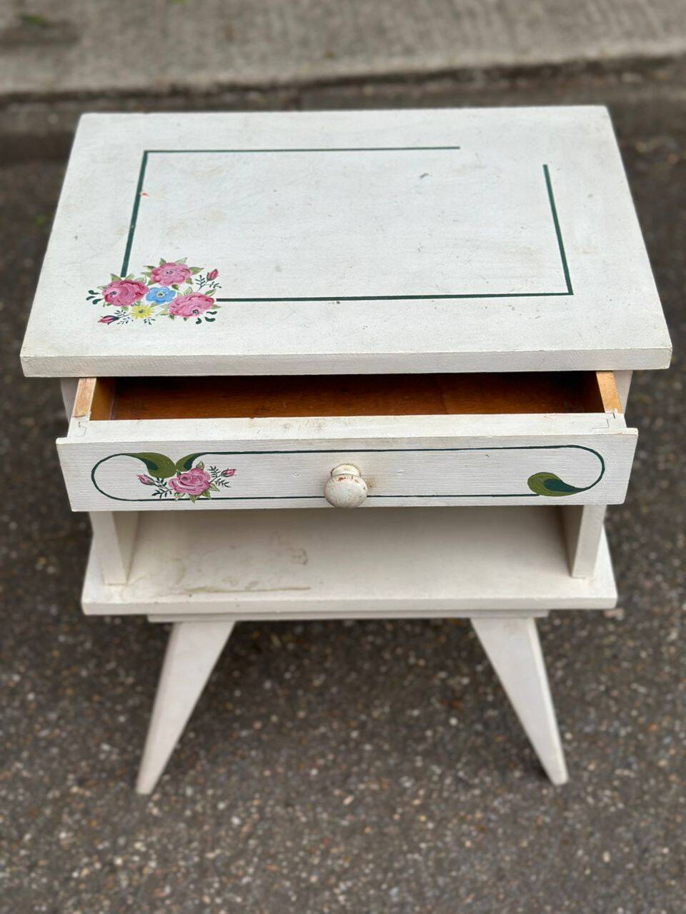 1960s white vintage bedside table