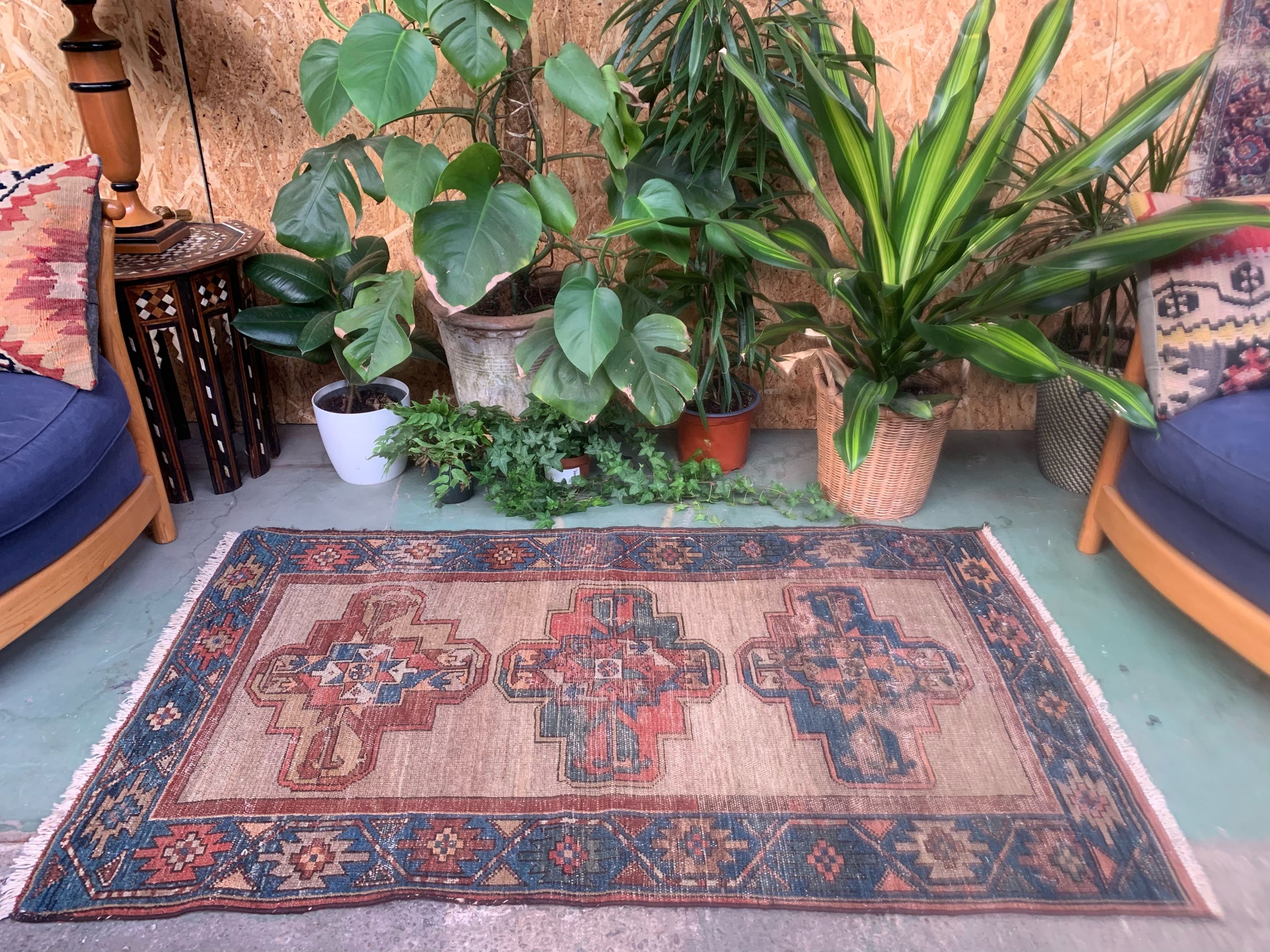 Antique caucasian rug 155x88 cm vintage, wool, red