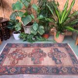 Antique caucasian rug 155x88 cm vintage, wool, red