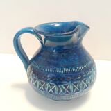Handmade Rimini Blue Lacquered Ceramic Jug by Aldo Londi for Bitossi, Italy
