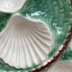 Round oyster or shell dish, vintage earthenware slip