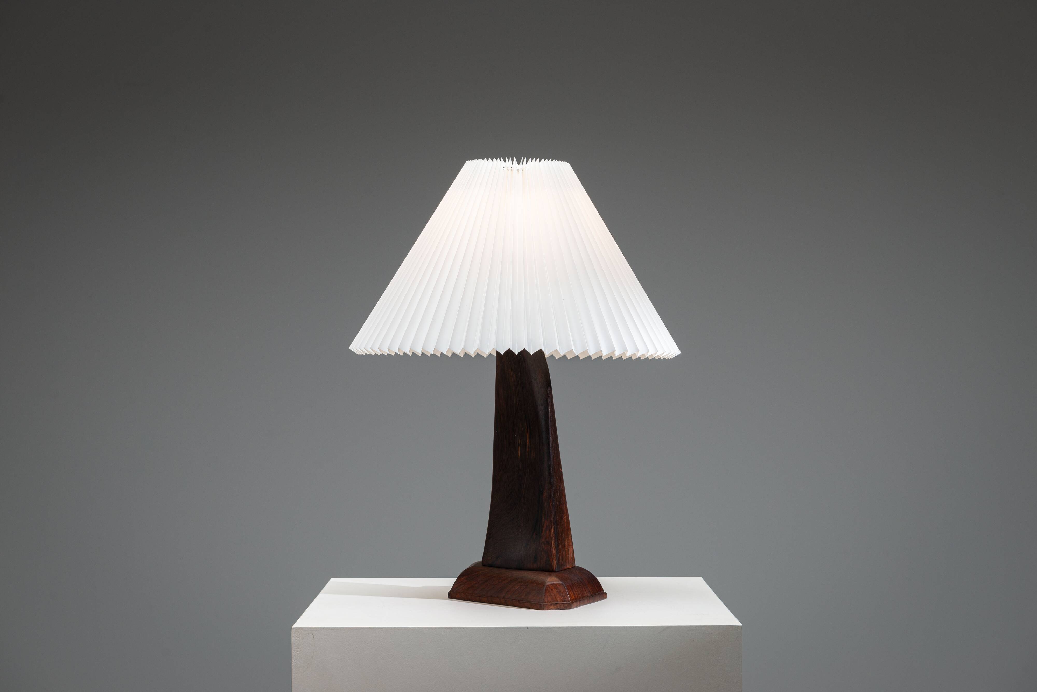 Large mid-century solid rosewood table lamp