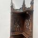 Gothic-style corner cabinet in solid oak, 20th century.