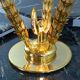 Exquisite Italian Golden Palm Tree Floor Lamp with 3 Sparkling Branches 70s