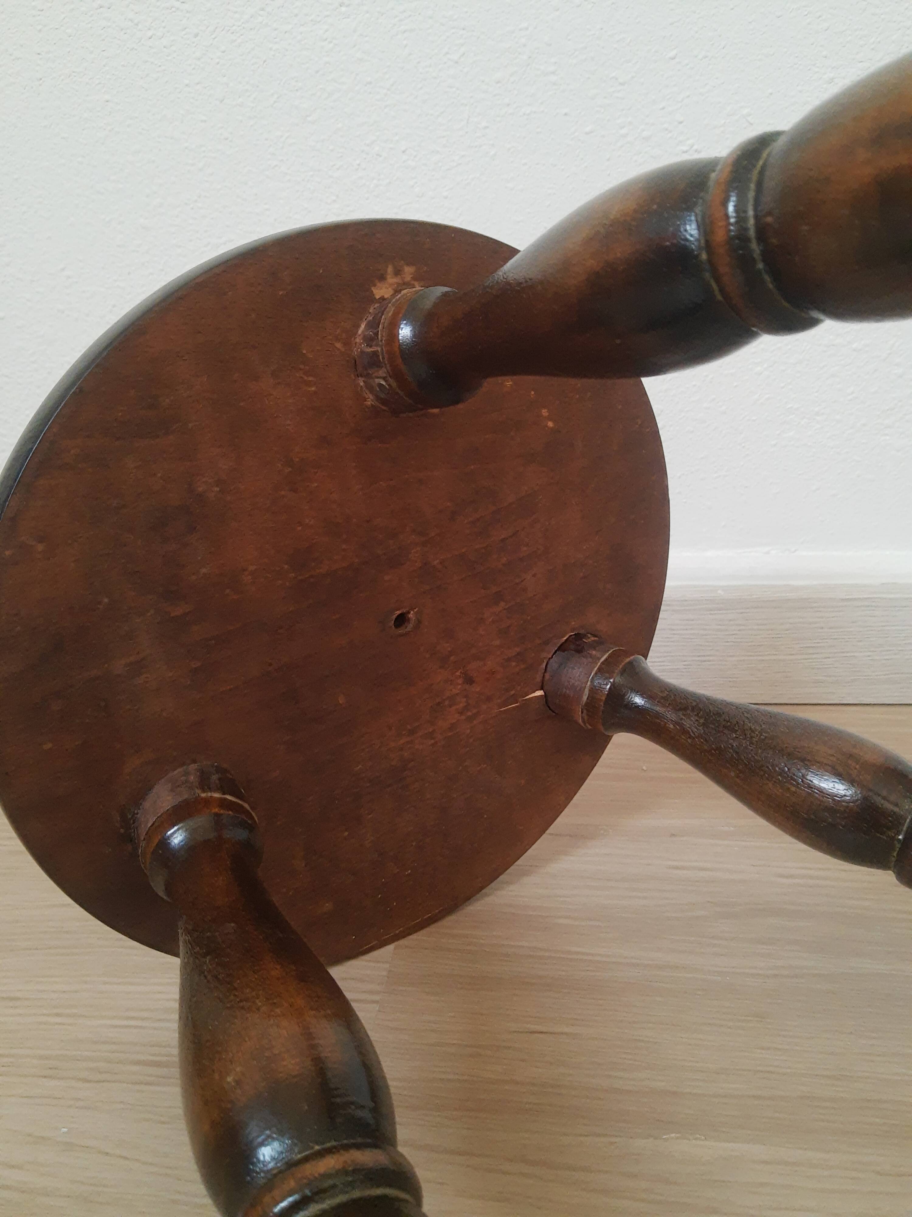 Vintage country turned wooden tripod stool