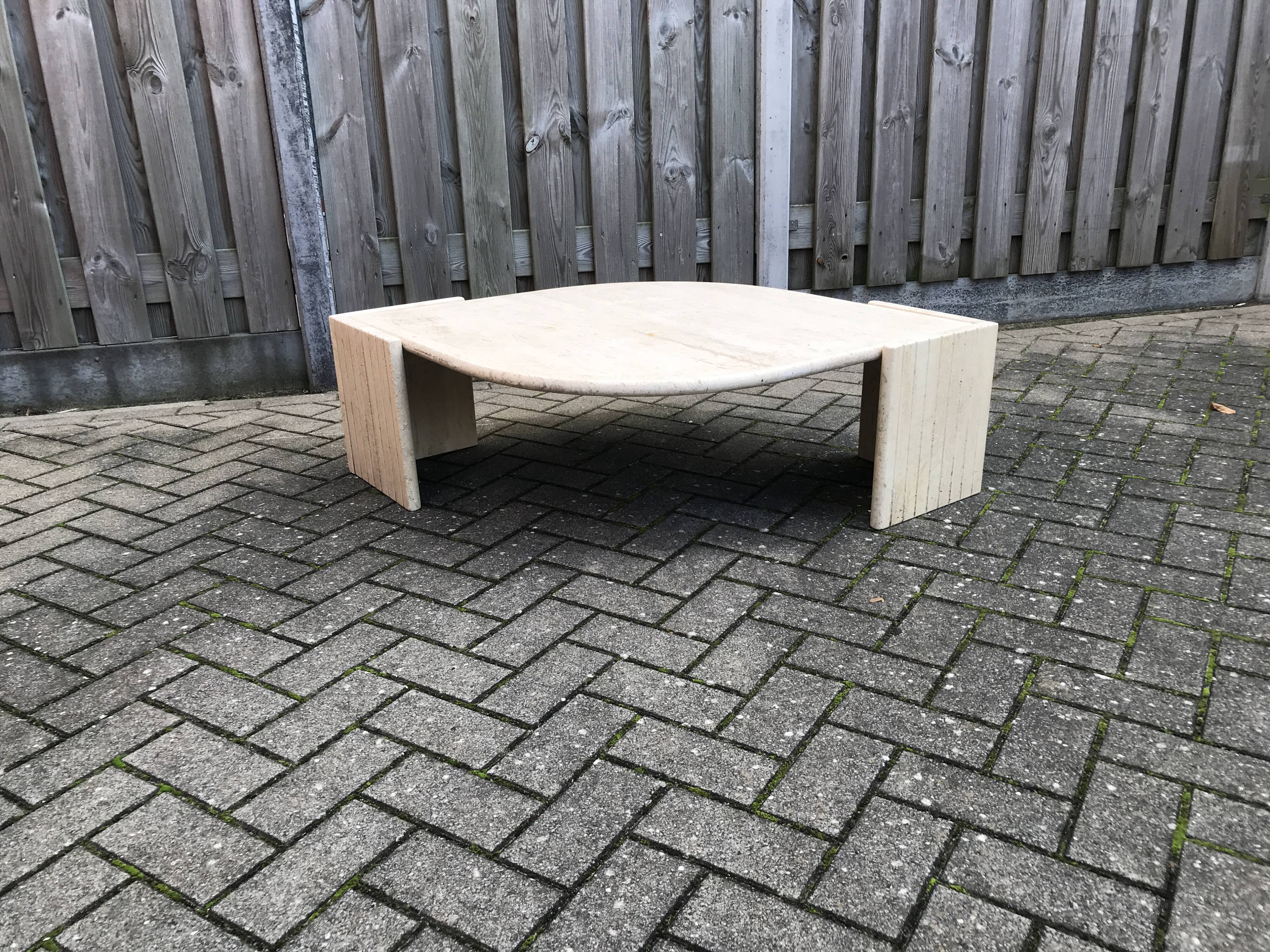 Beige marble coffee table by Roche Bobois, 1970s