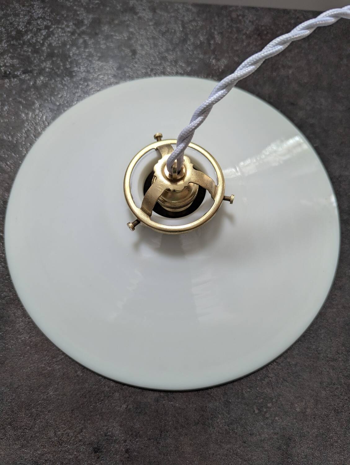Antique pendant lampshade with opaline disc, diameter 25.5 cm, art deco