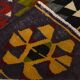 Geometric Pattern Burgundy  Turkish Vintage Kilim Rug, 188x338 Cm