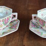 Face to face cups + saucers Sarreguemines Peking model