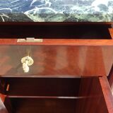 Flamed mahogany enfilade with sea green marble in Empire style.