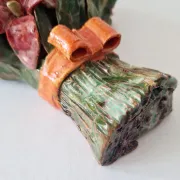 Applied bouquet of flowers in slipware Art Nouveau