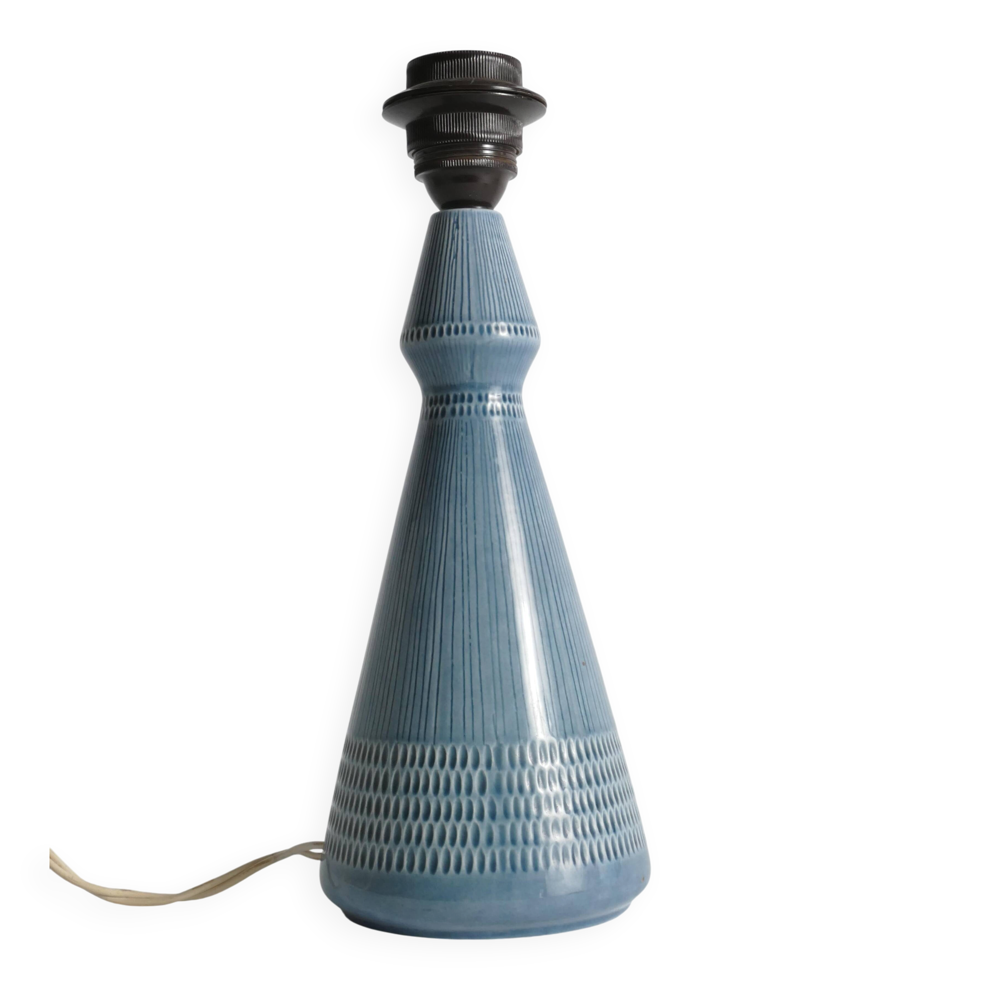 Dusty Blue Ceramic Table Lamp by Rörstrand, Sweden 1980s