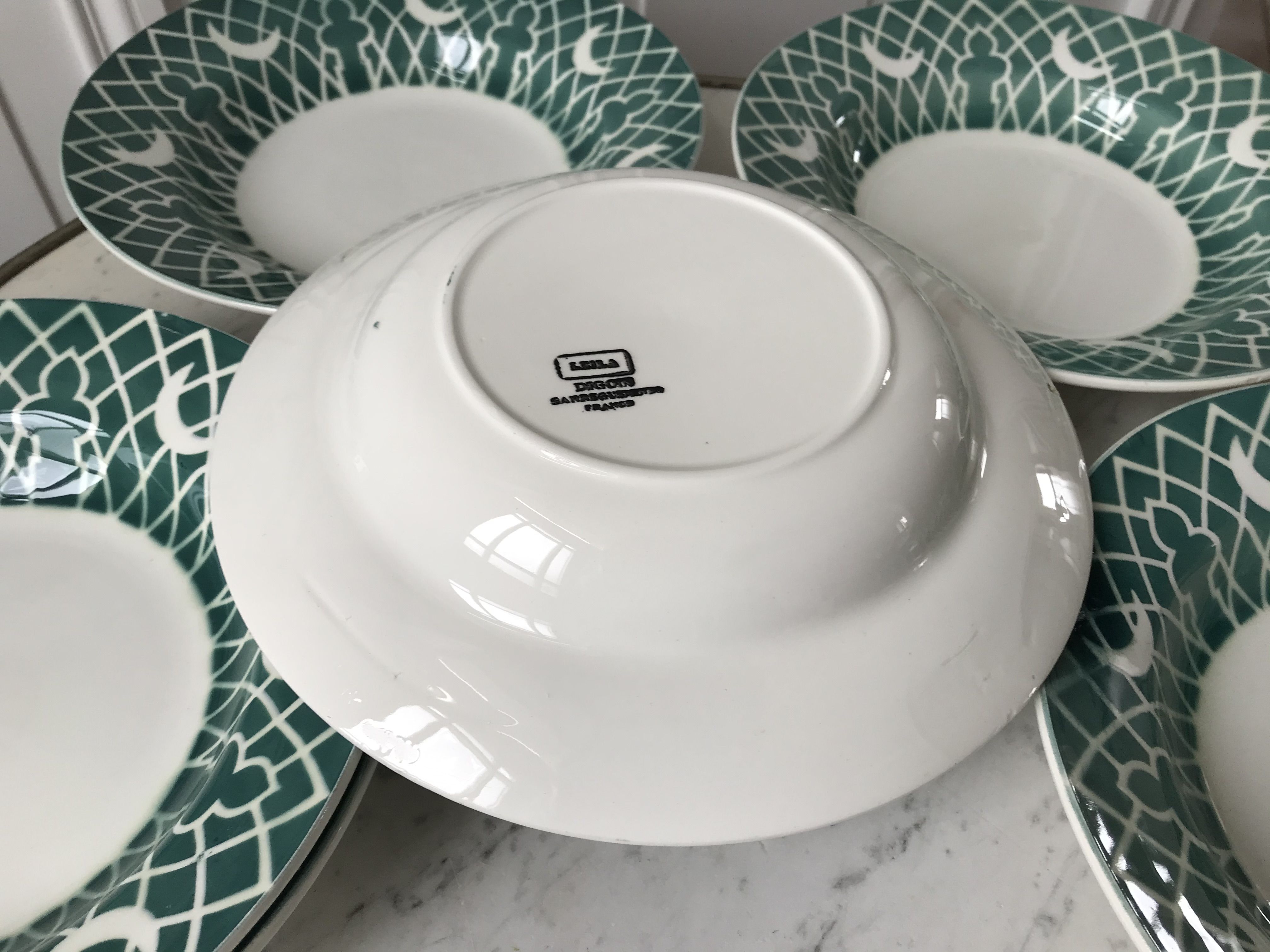 Lot of 6 hollow plates digoin sarreguemines model "leïla" years 30-40