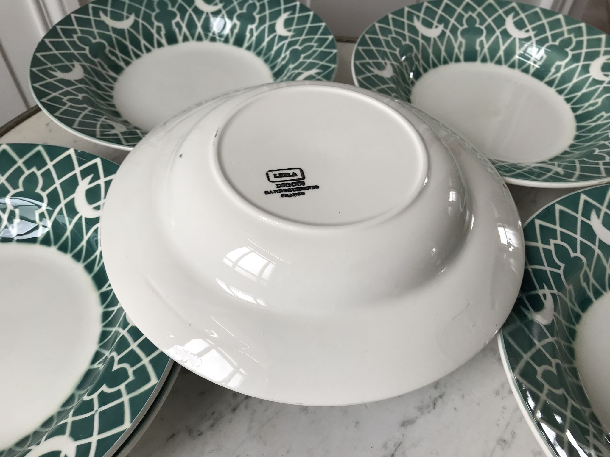 Lot of 6 hollow plates digoin sarreguemines model "leïla" years 30-40