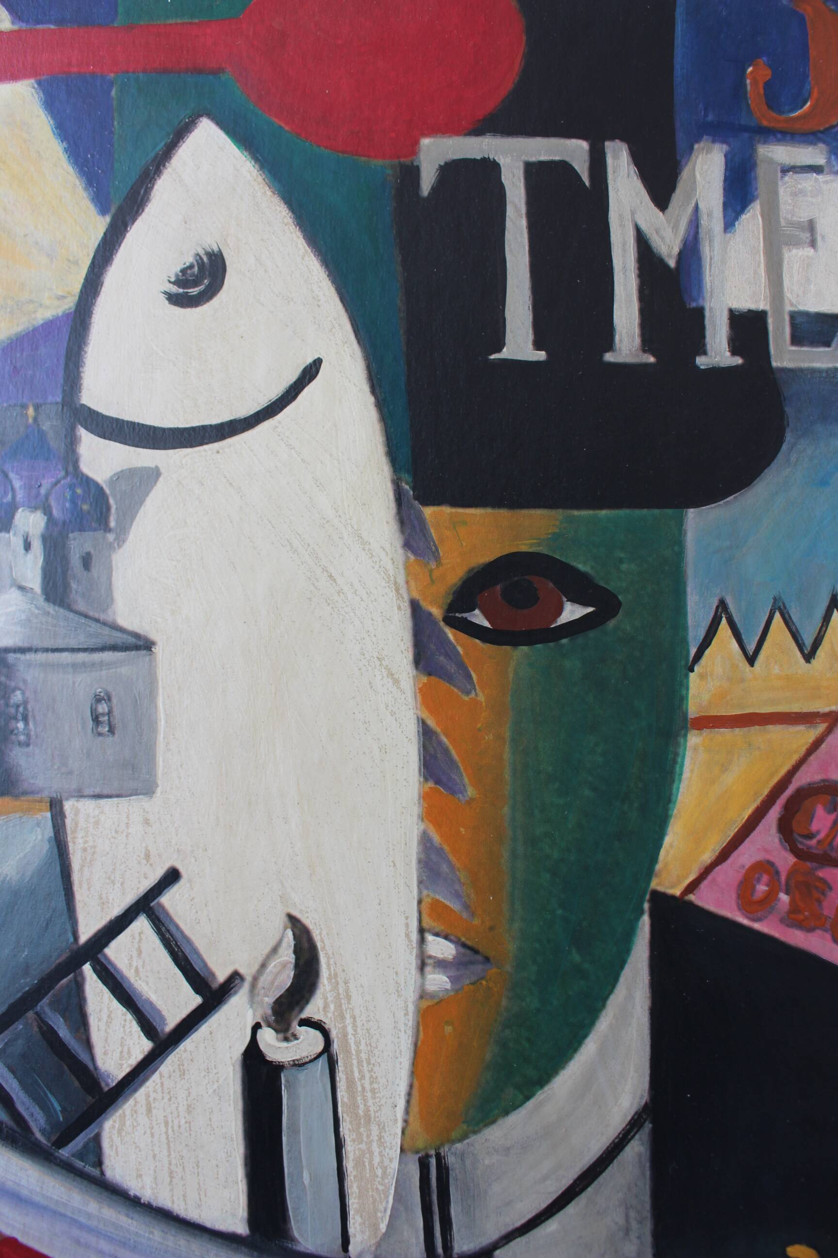 Peinture cubiste moderniste signée