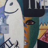 Peinture cubiste moderniste signée