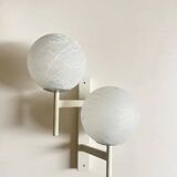 Mid-Century Modern double globe wall light in cracked opaline glass, Switzerland 1960s