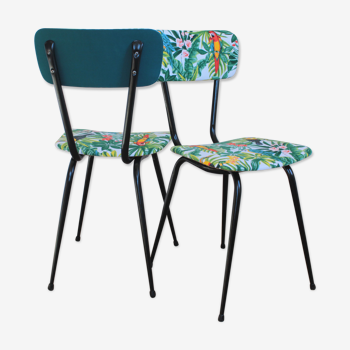 Pair of chairs upholstered vintage jungle