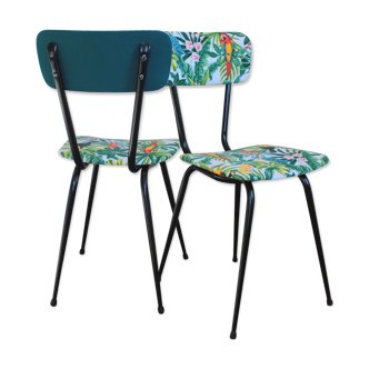 Pair of chairs upholstered vintage jungle