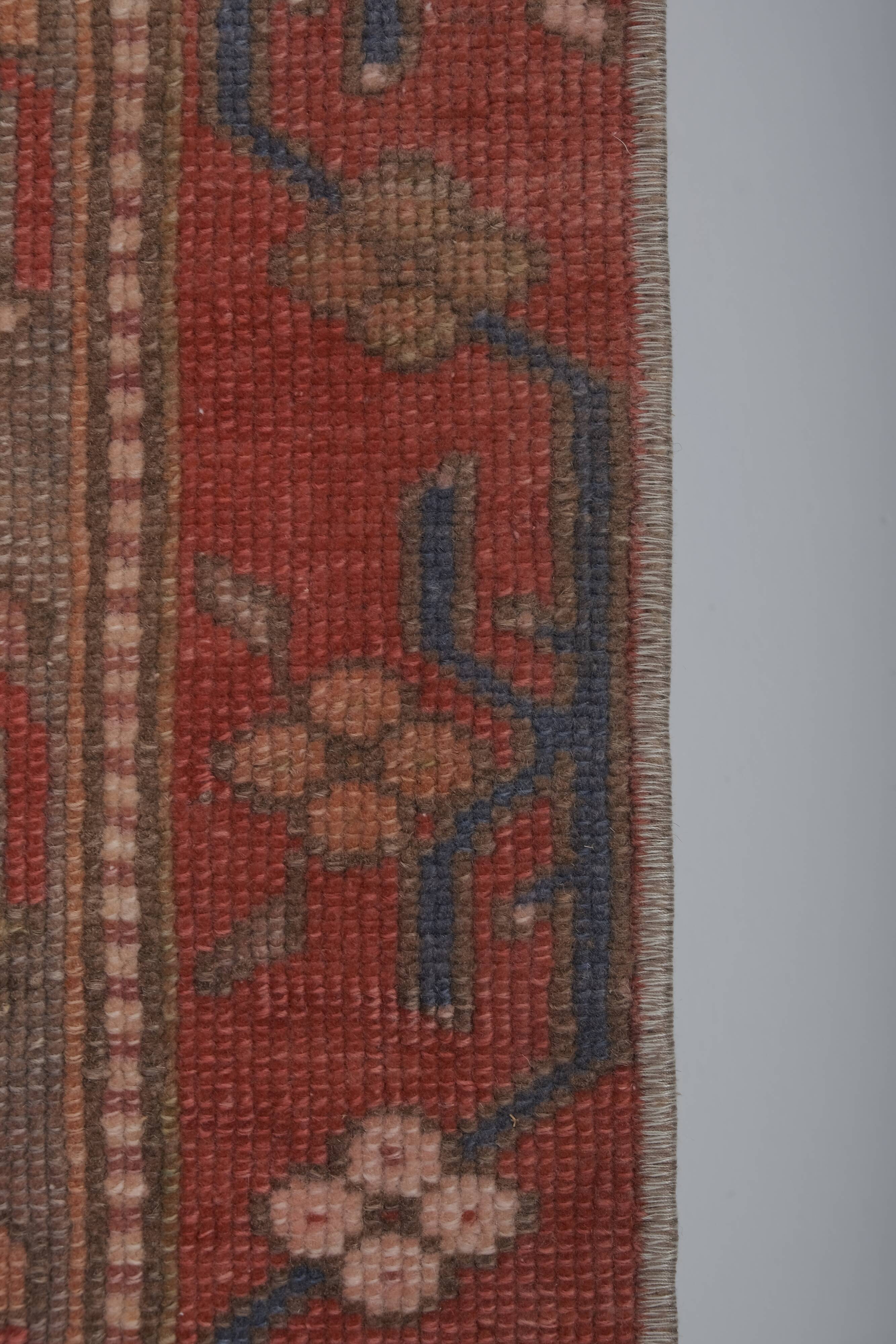 Vintage tribal geometric caucasian runner rug hand-knotted oriental carpet