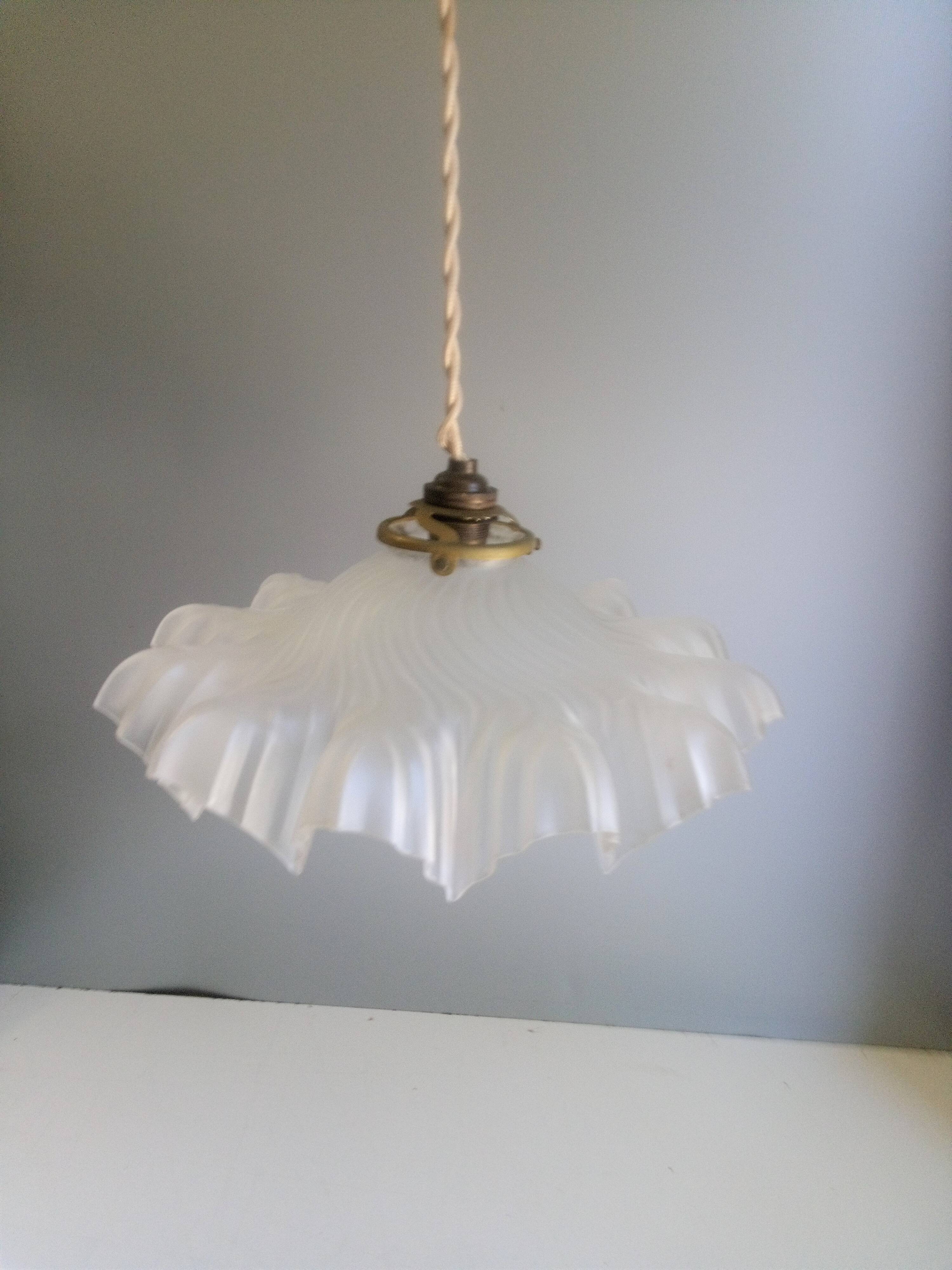 Antique molded glass pendant light - 1930-40