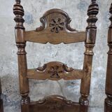 Set of 4 wooden and straw chairs