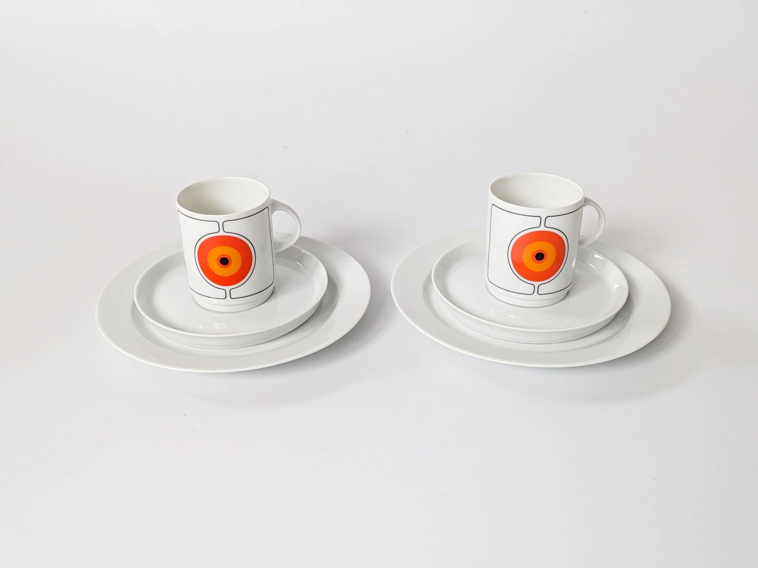 Set of 6 porcelain pieces by Thomas Rosenthal, Eclipse series, 1970s.