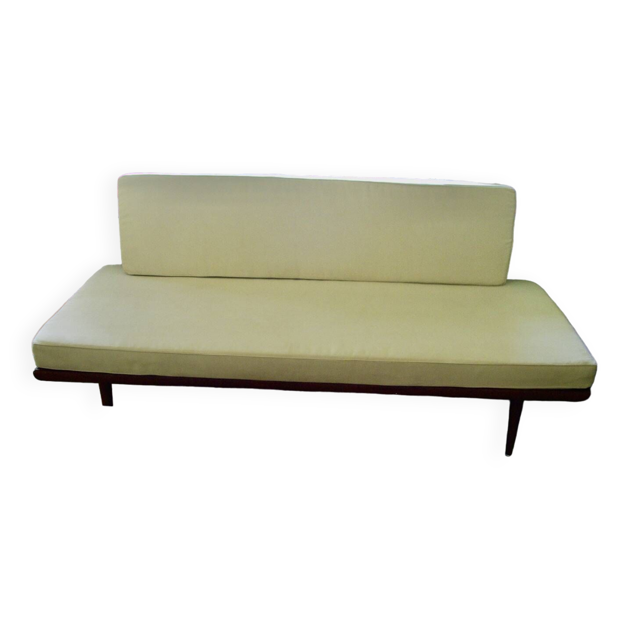 Vintage minerva daybed in solid teak and alcantara by peter hvidt for john stuart 1950s