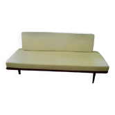 Vintage minerva daybed in solid teak and alcantara by peter hvidt for john stuart 1950s