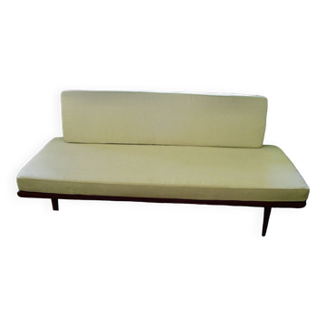 Vintage minerva daybed in solid teak and alcantara by peter hvidt for john stuart 1950s