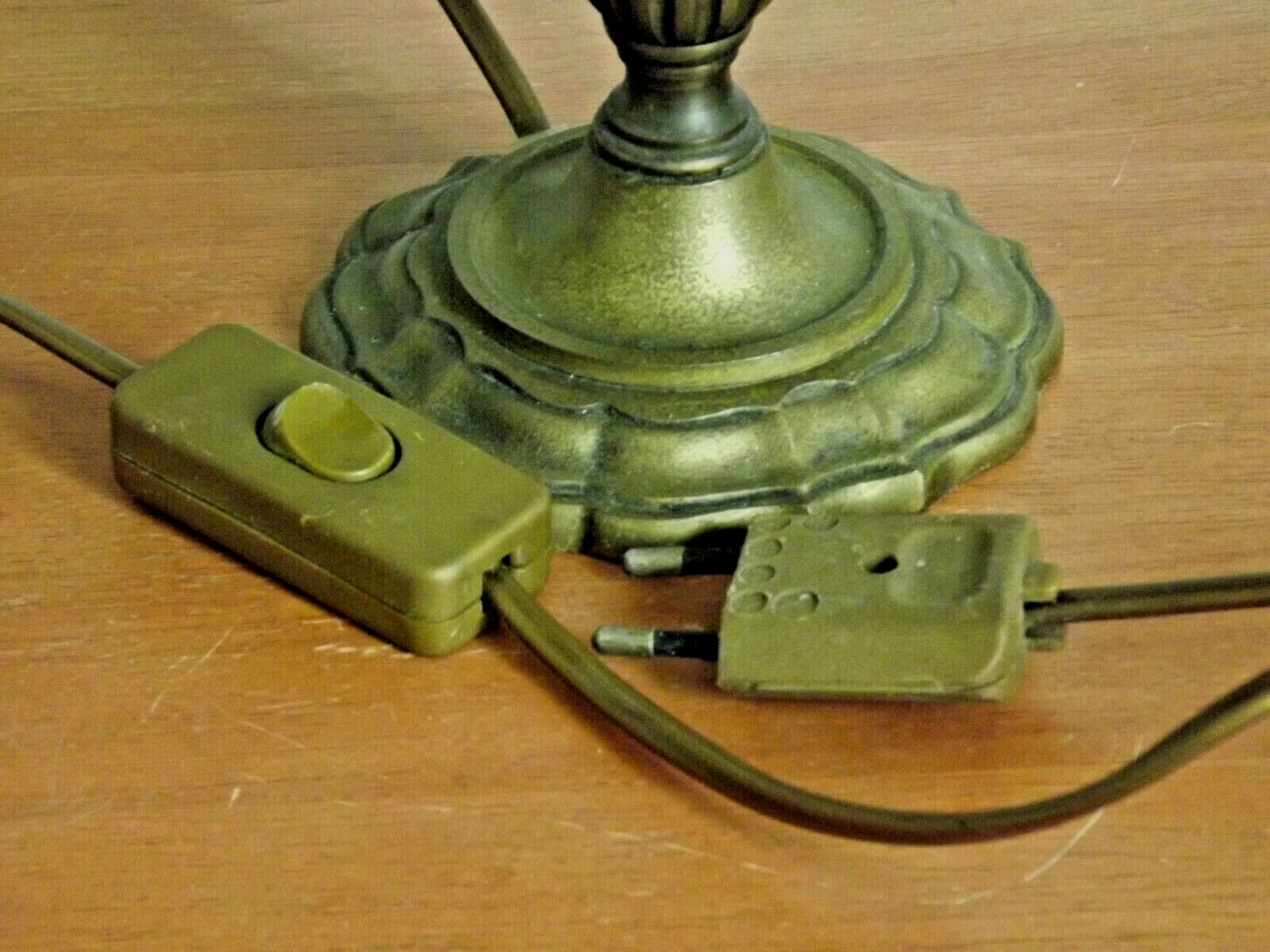 French empire style brass bouillotte table lamp green crackle effect shade