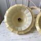 Pair of suspensions in opaline glass cream and silver border art deco 30s